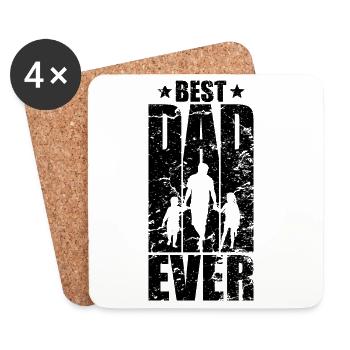 BEST DAD EVER DAD TWO KIDS - Coasters (set of 4) - white - Front