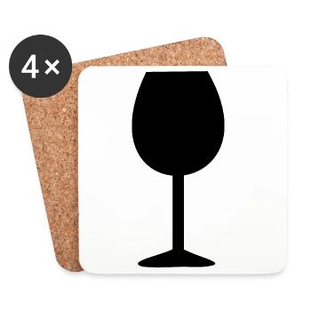 Weinglas, Wein - Untersetzer (4er-Set) - Weiß - Vorne