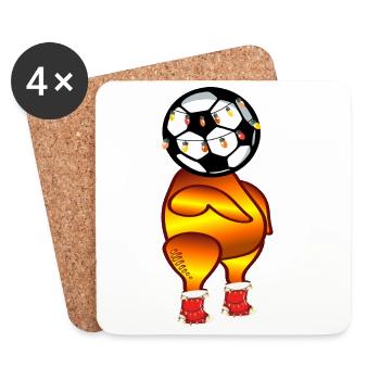 POULET RÔTI DE NOËL - POULETS GRILLÉS - FOOTBALL - Dessous de verre (lot de 4) - blanc - Devant