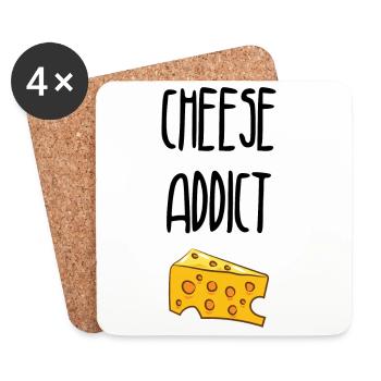Cheese Addict / Accro au fromage - Dessous de verre (lot de 4) - blanc - Devant