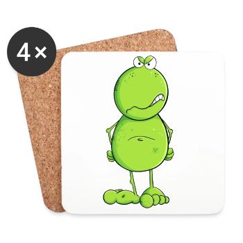 Lustiger Nö Frosch I Nein Statement - Untersetzer (4er-Set) - Weiß - Vorne