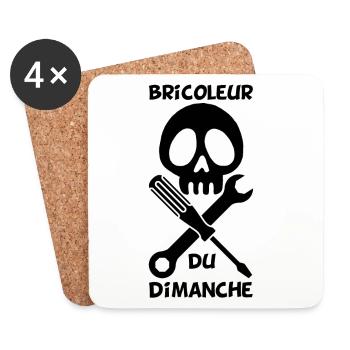 Bricoleur du dimanche (noir) - Dessous de verre (lot de 4) - blanc - Devant