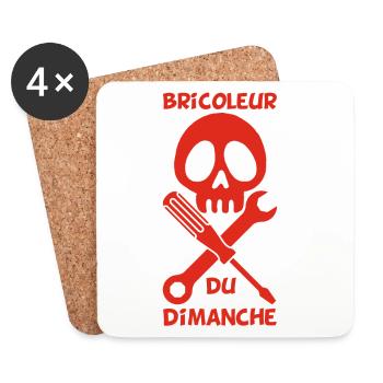 Bricoleur du dimanche (rouge) - Dessous de verre (lot de 4) - blanc - Devant
