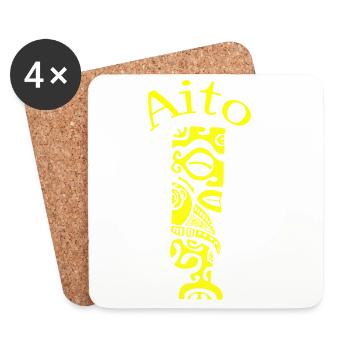 TIKI AITO "YELLOW" - Dessous de verre (lot de 4) - blanc - Devant