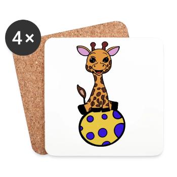 Giraffe Illustration – Kinderzimmer Safari Deko - Untersetzer (4er-Set) - Weiß - Vorne