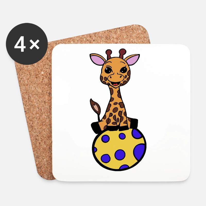 Giraffe Illustration – Kinderzimmer Safari Deko - Untersetzer (4er-Set) - Weiß