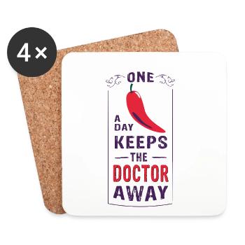 ONE CHILI a day keeps the doctor away - Untersetzer (4er-Set) - Weiß - Vorne