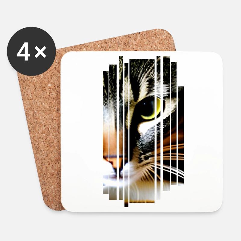 Katze Katzen - Untersetzer (4er-Set) - Weiß