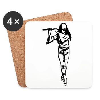 Flute Girl Sketch - Coasters (set of 4) - white - Front