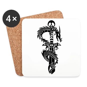 The Black Dragon and the Sword - Coasters (set of 4) - white - Front