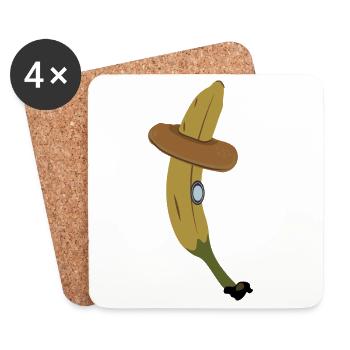Banana and bagel - Coasters (set of 4) - white - Front