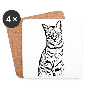 Katze Kätzchen Tigerkatze Katzenshirt Geschenk - Untersetzer (4er-Set) - Weiß - Vorne
