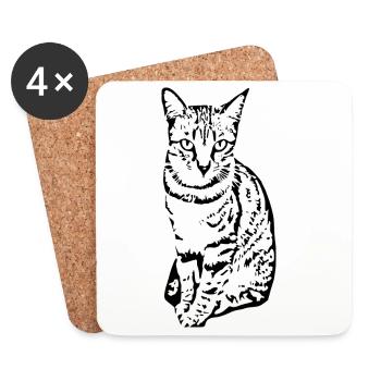 Cat Kitten Tiger Cat Cat Shirt Gift - Coasters (set of 4) - white - Front