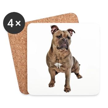 Bouledogue Vieux Bouledogue Anglais Chien Chiens - Dessous de verre (lot de 4) - blanc - Devant