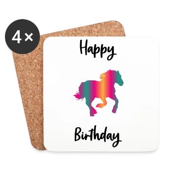 HAPPY BIRTHDAY. HORSE - Coasters (set of 4) - white - Front