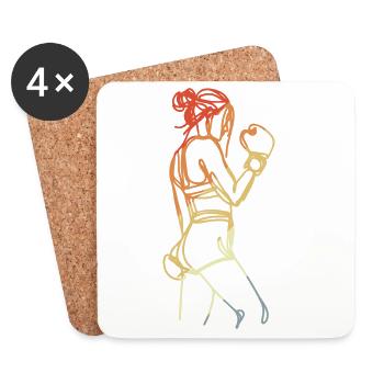 Weiblicher Boxer Retro - Untersetzer (4er-Set) - Weiß - Vorne