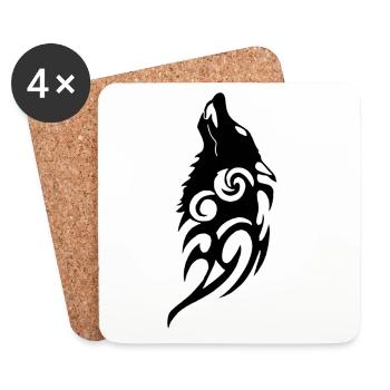 Black Wolf Ghost of the Forest - Coasters (set of 4) - white - Front