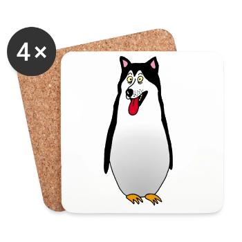 Pinguin Hund - Untersetzer (4er-Set) - Weiß - Vorne