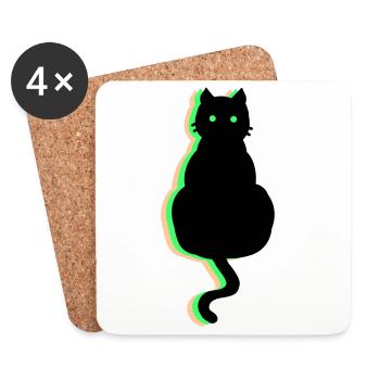 Neon Katze - Untersetzer (4er-Set) - Weiß - Vorne