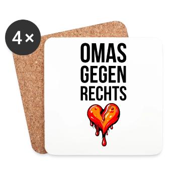 OMAS GEGEN RECHTS mit Herz - Untersetzer (4er-Set) - Weiß - Vorne