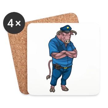 Bull Policier Police - Dessous de verre (lot de 4) - blanc - Devant