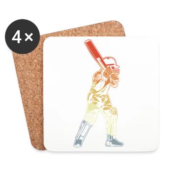 Retro Cricket Batter - Untersetzer (4er-Set) - Weiß - Vorne