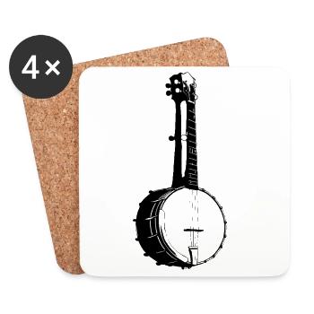 Dessin de banjo - Dessous de verre (lot de 4) - blanc - Devant