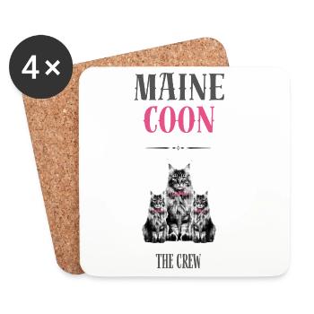 Maine Coon - The crew - Dessous de verre (lot de 4) - blanc - Devant