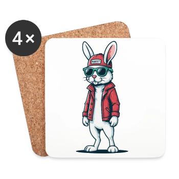 Cool street style rabbit - Coasters (set of 4) - white - Front