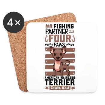 Pêche et terriers américains sans poils - Dessous de verre (lot de 4) - blanc - Devant