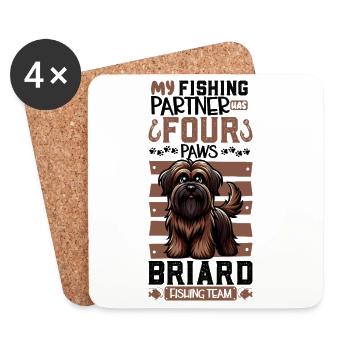 Fishing and Briard - Coasters (set of 4) - white - Front