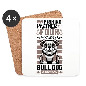 Pêche et bouledogue - Dessous de verre (lot de 4) - blanc - Devant