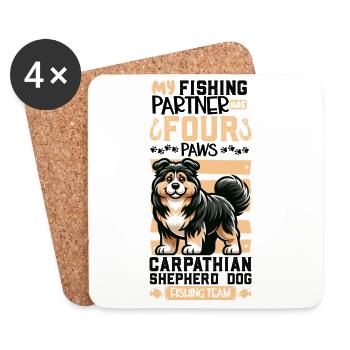 Chien de pêche et de berger des Carpates - Dessous de verre (lot de 4) - blanc - Devant