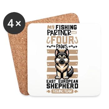 Fishing and Eastern European Shepherd - Coasters (set of 4) - white - Front