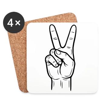 Peace Handzeichen – Victory Symbol - Untersetzer (4er-Set) - Weiß - Vorne