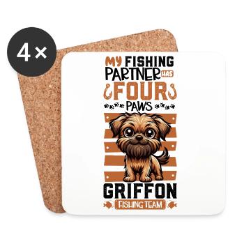 Angeln und Griffon Bruxellois - Untersetzer (4er-Set) - Weiß - Vorne