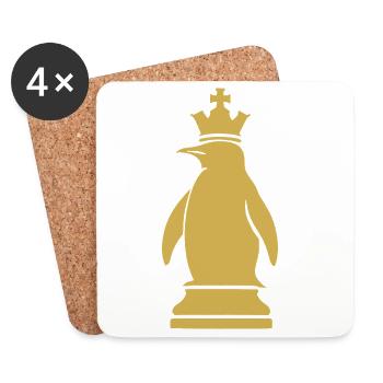 Skurriler Pinguin Schachspieler Minimalistisch - Untersetzer (4er-Set) - Weiß - Vorne