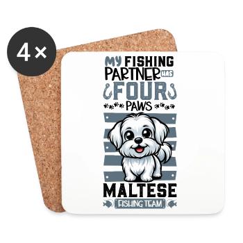 Pêche et maltais - Dessous de verre (lot de 4) - blanc - Devant