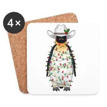 A funny penguin who is in a light - Coasters (set of 4) - white - Front