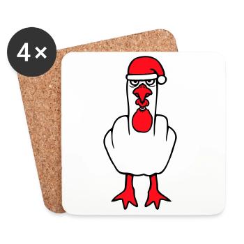 Mouette Doigt d’Honneur Baise Vous Noël En Colère - Dessous de verre (lot de 4) - blanc - Devant