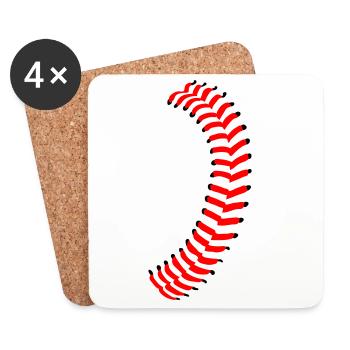 Base-ball - Dessous de verre (lot de 4) - blanc - Devant