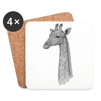 Geometrische Giraffenlinie - Untersetzer (4er-Set) - Weiß - Vorne