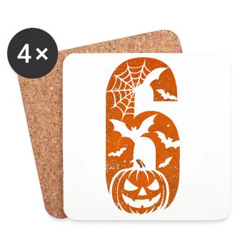 Fun 67 Number 6-7 6 7 Matching Halloween Six Sieves - Coasters (set of 4) - white - Front