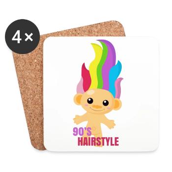 90s Hairstyle - Troll Nostalgie 90er Jahre - Untersetzer (4er-Set) - Weiß - Vorne