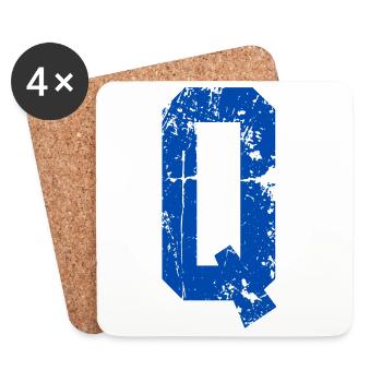 Lettre q sport rétro  - Dessous de verre (lot de 4) - blanc - Devant