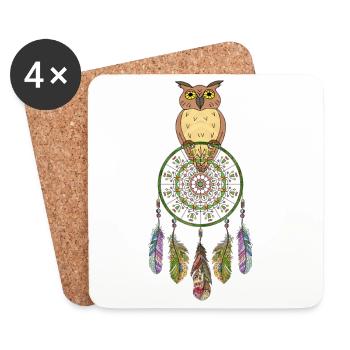 Owl bird - Coasters (set of 4) - white - Front