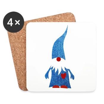 Éventail de décoration de Noël en jean en jean de Noël pour décoration forestière - Dessous de verre (lot de 4) - blanc - Devant
