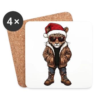 Noël Léopard Hiver - Dessous de verre (lot de 4) - blanc - Devant