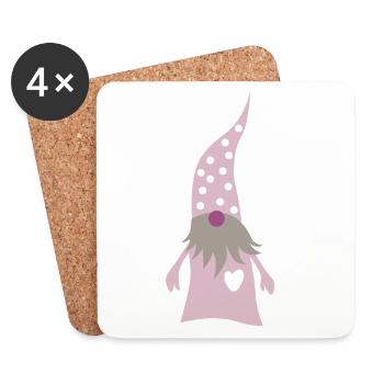 Gnome Dots Pink Pastel Christmas Xmas - Coasters (set of 4) - white - Front