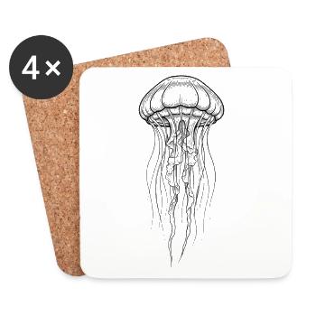 Qualle - Untersetzer (4er-Set) - Weiß - Vorne